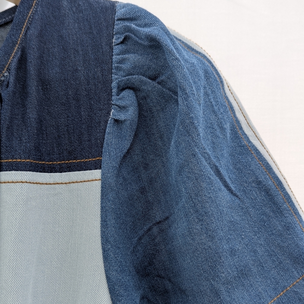 Anthropologie | The Somerset Demin Blue Patchwork Dress Medium - Picture 8 of 16